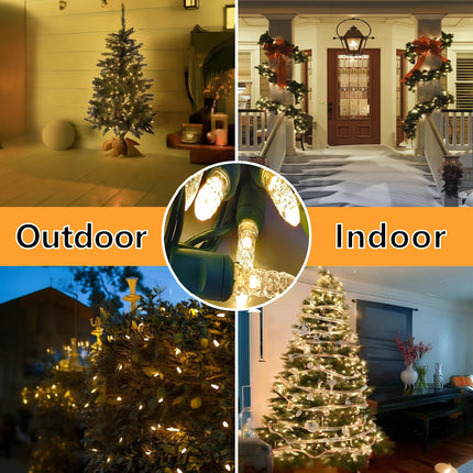 71 FT 140 LED Warm White Christmas Lights Outdoor- 2 Pack M5 LED Christmas Lights Outdoor Waterproof, Warm White Commercial Grade Green Wire, IP:65, UL(70 Counts 35.5ft Per String)