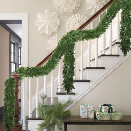 6ft Artificial Christmas Pine Garland, Real Touch Greenery Winter Garland Decor for Home, Fireplace, Wall, Porch, Table, Mantle, Indoor Outdoor Decoration