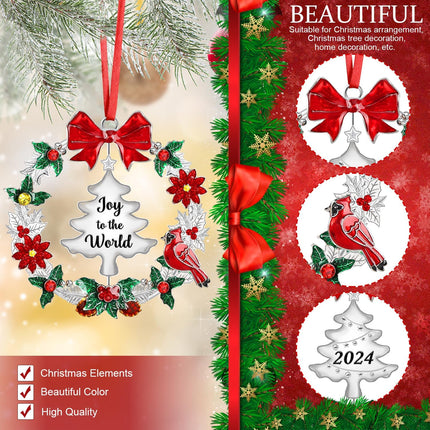 Christmas Ornaments for Tree,Christmas Wreath Ornaments with Rotatable Tree for Christmas Tree Decorations Holiday Decorative Annual Keepsake (Metal,Silver)