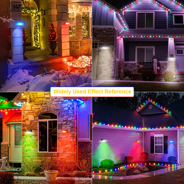 Solar Spotlights Multicolored, Dusk Til Dawn Solar Lighting Stay On All Night, 7-Color Cycling Landscape Light Outdoor, Super Bright Colorful Solar Wall Light for Halloween Christmas, 8-Pack