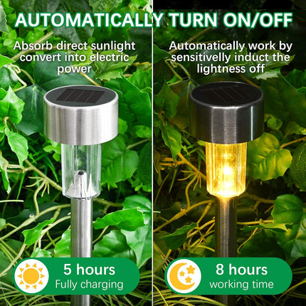 Solpex 12 Pack Solar Outdoor Lights Pathway, Stainless Steel Solar Lights Outdoor Waterproof,Led Landscape Lighting Solar Walkway