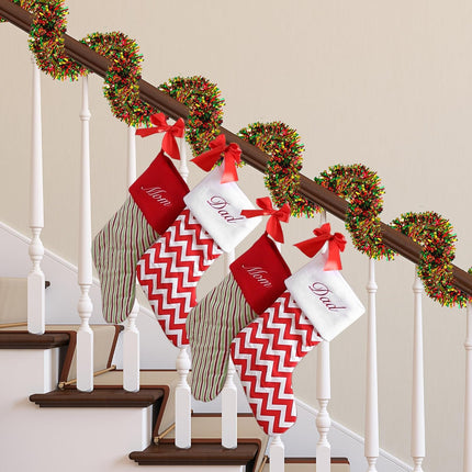 Sggvecsy 49.2Ft Christmas Green Red Gold Tinsel Garland Xmas Tree Decorations Christmas Metallic Twist Garland Ceiling Hanging Decorations for Year Party Birthday Holiday Indoor Outdoor Supplies