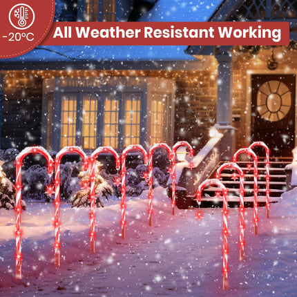 160 LEDs Christmas Candy Cane Pathway Lights Waterproof, 20 Pack Candy Cane Lights Christmas Decor, 8 Modes Christmas Pathway Lights Outdoor Light Up Candy Canes for Walkway Patio Xmas Decorations