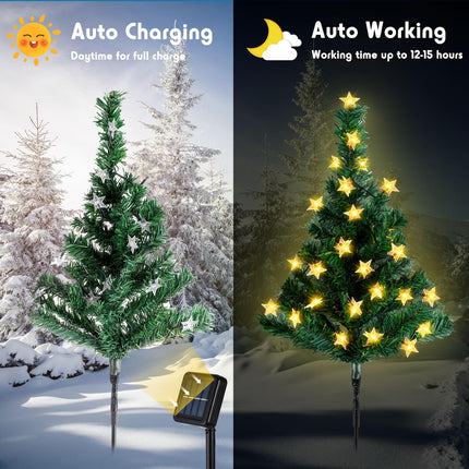 Retisee 6 Pack Solar Christmas Tree Pathway Lights Christmas Decorations Outdoor LED Star Lights 8 Modes Prelit Small Christmas Tree Waterproof Solar Stake Lights for Garden, Yard, Lawn, Cemetery