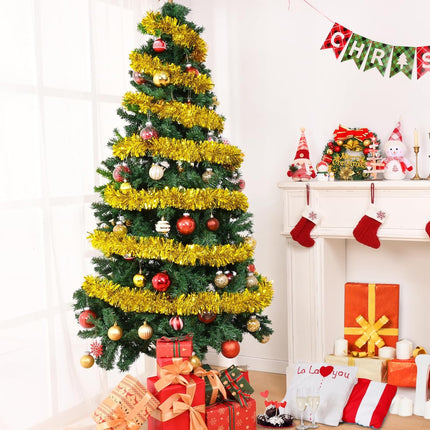 BLEUM CADE 32.8Ft Christmas Tinsel Garland, Gold Tinsel Garland for Xmas Tree Decorations Holiday Birthday Wedding Party Supplies