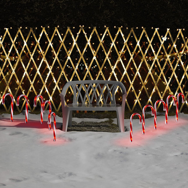 Candy Cane Christmas Lights Outdoor Decorations, Set of 10 Candy Cane Lights Outdoor Pathway for Christmas Candy Decorations,10 inch Lighted Candy Canes Outdoor Christmas Decorations Yard
