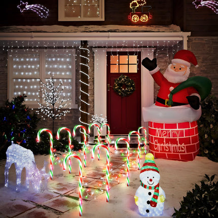 10 in 1 Christmas Candy Cane Lights with Stakes, 22 Inch 8 Modes Christmas Candy Cane Pathway Marker Lights with Timer for Xmas Walkway Yard Lawn Outdoor Decor(Red, Green, White)