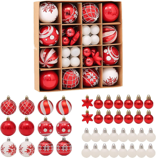 42ps Christmas Balls Ornaments- Christmas Tree Decorations Shatterproof Hanging Christmas Ornament Balls for Holiday Wreath Xmas Tree Decor Colorful Ball for Party Event 2 Size(1.18in, 2.36in)