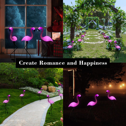 Solar Flamingo Light 3 Pcs, Waterproof Solar Garden Lights Outdoor Decor, Pink Flamingo Garden Decor, Birthday Christmas Home , for Yard Lawn Walkway Pathway