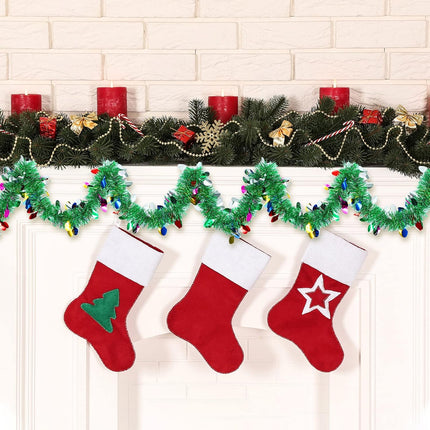 40 Feet Christmas Tinsel Garland Christmas Tree Ornament Metallic Twist Garland Xmas Hanging Wreath for Indoor Outdoor Decorations Party Supplies (Light Bulb)