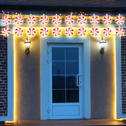 Ganeen 2 Pcs Jumbo Christmas Lights String Christmas Outdoor Decorations Lights Giant Christmas Lights Large Hanging LED Bulbs for Holiday Xmas Roof Home Tree Yard(Candy Style, Total 32 FT)