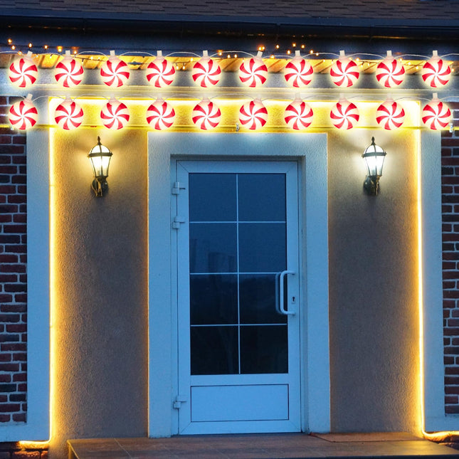 Ganeen 2 Pcs Jumbo Christmas Lights String Christmas Outdoor Decorations Lights Giant Christmas Lights Large Hanging LED Bulbs for Holiday Xmas Roof Home Tree Yard(Candy Style, Total 32 FT)