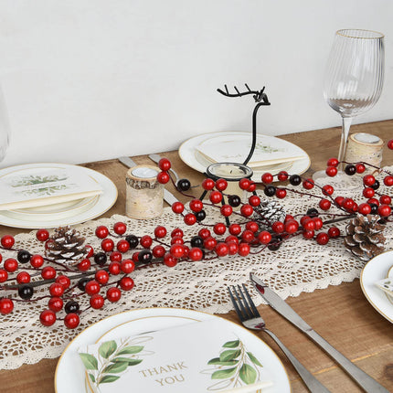 Artiflr 6FT Red Berry Christmas Garland with Red and Black Berry, Artificail Berry Garland Indoor Outdoor Garden Gate Hone Decoration for Winter Holiday Year Decor