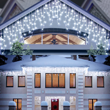 400 LED Icicle Lights Outdoor 32.8Ft 75 Drops Icicle Christmas Lights 8 Modes Waterproof Fairy String Lights for Indoor Bedroom Garden Wedding Porch Decoration