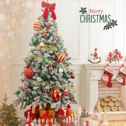 6" Red and Gold Christmas Ball Ornaments Set, 4 Pcs Extra Large Xmas Tree Decoration, Shatterproof Luxury Decorative Hanging Ornament Bulk for Party Holiday Wreath Garland Home Décor