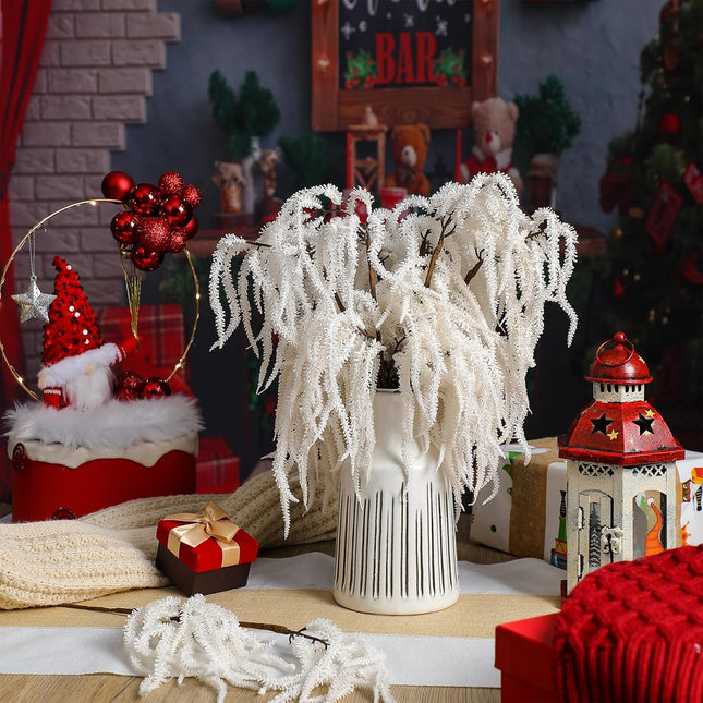 Chuangdi 12 Pcs Snowy Pine Branches 16 Inch Artificial Christmas Tree Picks Norfolk Artificial Flocked Pine Branches for Vase Christmas Wreath DIY Floral Arrangement Holiday Decor