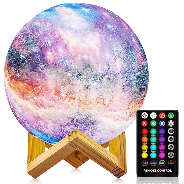 Moon Lamp, Night Light, 16 Colors LED Moon Light 7.0 inch 3D Printing Kids Light Lamp with Stand, Remote&Touch Control, USB Rechargeable, for Kids Friends Parent Birthday Christmas Year
