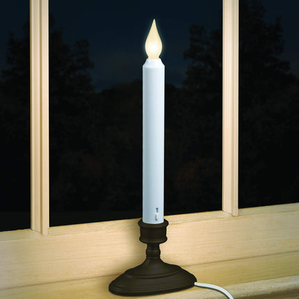 FPC1370A-6 LED Plug-in Window Candle with Hot Spot Technology Dusk to Dawn Sensor and Choose Warm or White Flame, Aged Bronze/Black, Pack of 6
