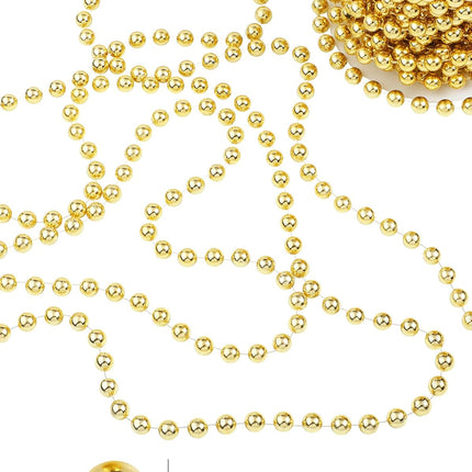 WILLBOND 50ft Christmas Tree Beads Artificial Pearls Beads Garland Plastic Beads Roll for Christmas Tree Wedding DIY Decoration Supplies(Gold)