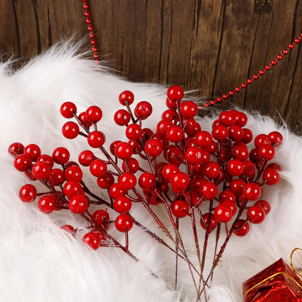 winemana 24 Pack 8 Inch Christmas Faux Picks Winter Berry Sprigs, Artificial Red Berries Stems Ornaments for Christmas Tree DIY Crafts Wreath Garland Decor