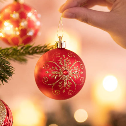 Valery Madelyn Christmas Ornaments Set, 30ct Red and Gold Shatterproof Christmas Tree Decorations Ball Ornaments Bulk, 2.36 Inches Luxury Hanging Ornaments for Xmas Trees Holiday Decor