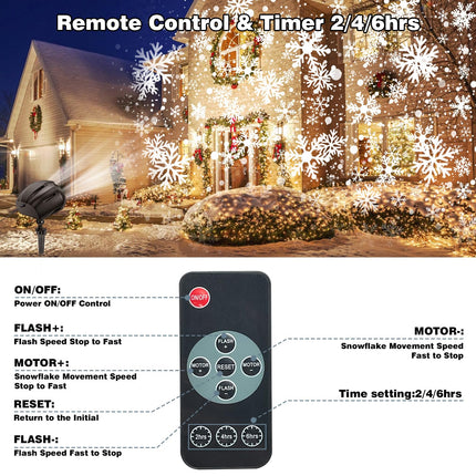 Snowflake Projector Lights Outdoor, IP65 Waterproof Owl Shaped Dynamic Led Christmas Projector Lights Outdoor with Remote Control, for Xmas, Party, Wedding and Patio, Indoor Outdoor