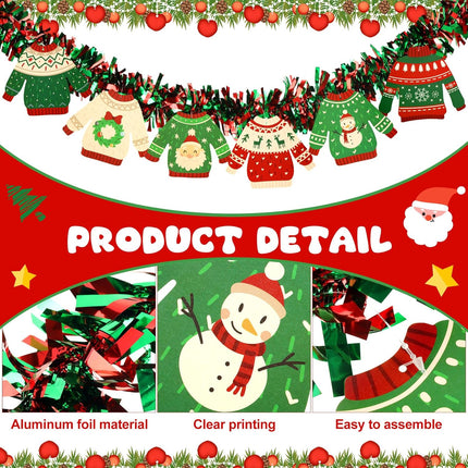39.4ft Christmas Ugly Sweater Tinsel Garland Christmas Ugly Sweater Party Garland Ugly Sweater Party Decorations for Home Christmas Xmas Holiday Party Seasonal Decorations