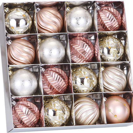 Sea Team 80mm/3.15" Set of Colorful Painted Sparkling Ornaments and Hanging Balls for Christmas Tree - 16pcs