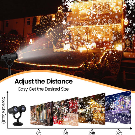 Dynamic Snowflake Projector with d Big Dual-Head, Waterproof Christmas Snow Lights for Winter Indoor Outdoor Party Decorations