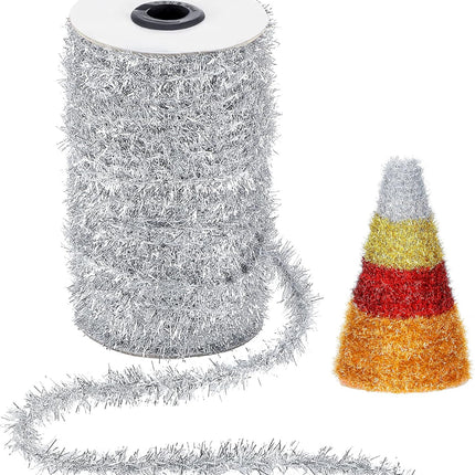 210 Feet Christmas Tinsel Garland Thin Glitter Tinsel Metallic Holiday Tinsel Garland Twist Tinsel Garland Decoration for Christmas Tree Birthday Party Wedding Decorations Supplies (Silver)