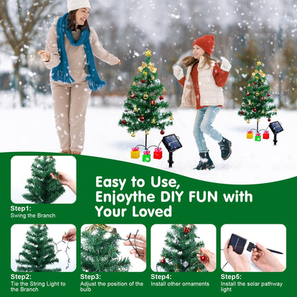 Ninonly 2 Pack Solar Christmas Trees Light,Waterproof 31Inch Solar Garden Christmas Outdoor Lights with 60 LEDs 8 Modes Solar Mini Christmas Tree for Yard Porch Pathway Grave Outside Decoration