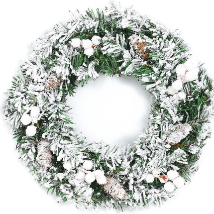 12 Inch Little Christmas Wreath with Pinecone Berries Jingling Bell Christmas Decorations Ball Front Door Wreath for Outdoor Indoor Party Wall Table Home Decor Brown Sign Flocking Pinecone Wreath