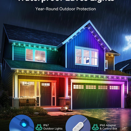 Permanent Outdoor Lights, Permanent Christmas Lights Outdoor 100ft with 72 LED RGB Lights with 44 Scene Modes for Halloween, Christmas Decorations, Work with APP, Alexa, Google Assistant