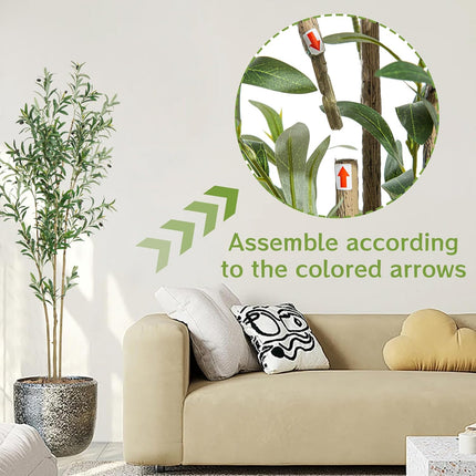 Artificial Olive Tree 6ft Tall with Natural Wood Trunk and Lifelike Fruits,Faux Silk Plant for Home Office Decor Indoor Faux Tree