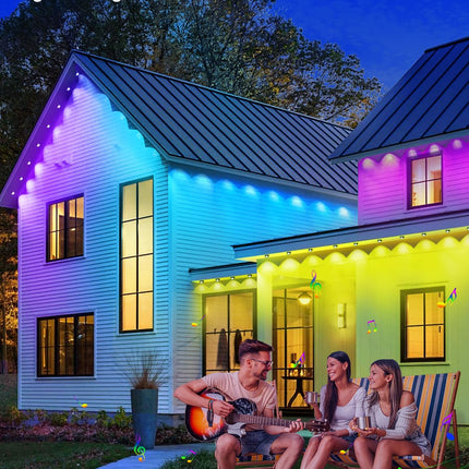 Permanent Outdoor Lights, 100ft Eternity RGB Built in Chip Outdoor Lights 60 LED Smart Eaves Lights IP67 Waterproof for Christmas Party Outdoor, Control with App/Remote 209 Scene Modes