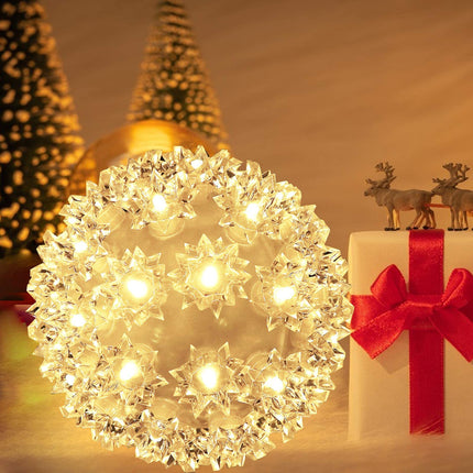Christmas Lights Ball 5.5" Sparkling Outdoor Hanging Sphere Lights Twinkling Lights 50 LED Starlight Sphere Soft Twinke Christmas Sphere Lights for Tree Porch Decorations, Warm White - Twinkling