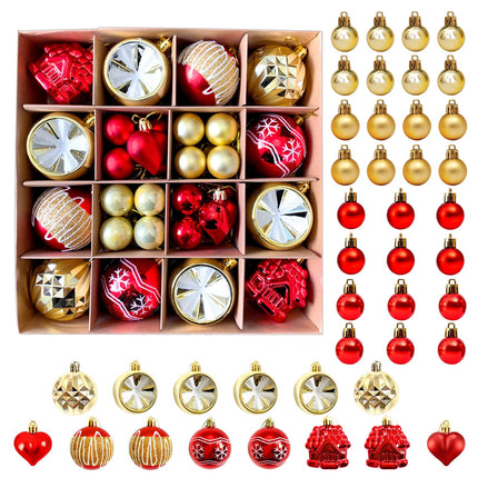 42pcs Christmas Ornament Set, Classic Red and Gold Shatterproof Decorative Hanging Balls for Xmax Tree Wreath and Garland Decoration