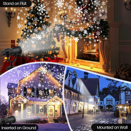 Dynamic Snowflake Projector with d Big Dual-Head, Waterproof Christmas Snow Lights for Winter Indoor Outdoor Party Decorations