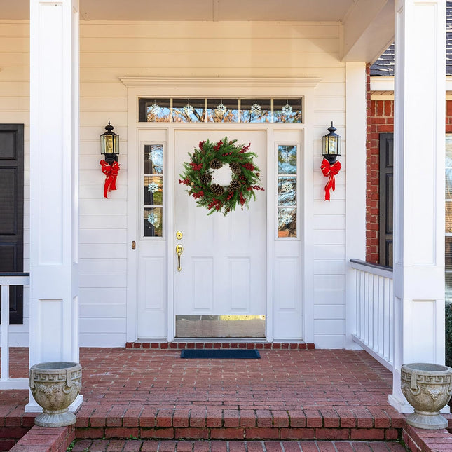 Artificial Christmas Wreaths for Front Door Winter Door Wreath with Big Pine Cones,Pine Needles,Christmas Berry for Front Door Farmhouse Indoor Outdoor Holiday Home Decor