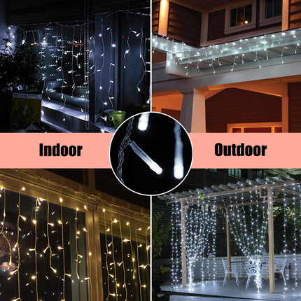 gresonic Icicle String Lights 200 LEDs,16.4ft with 40 Drops Waterproof Indoor Outdoor Connectable Lights Plug in for Christmas Birthday Party Backdrops Gazebo Decorations(Cool White)