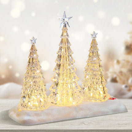 Tabletop Christmas Tree with Light and Music - Battery Operated Crystal Clear Acrylic Christmas Tree Light with 8 Christmas Songs for Tabletop Home Office Holiday Decorations , Warm White