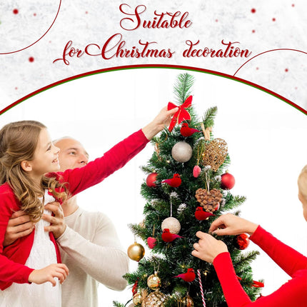 Taiyin 36 Pcs Red Cardinal with Clip on Christmas Tree Ornament Mini Red Feather Fake Birds Decorations Bird Craft Ornament for Christmas Tree Home Outdoor Wreath Arts Decoration
