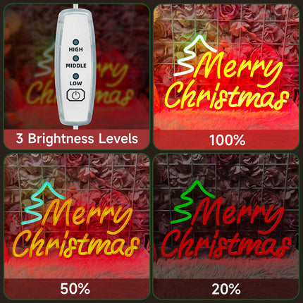 Merry Christmas Neon Sign Christmas LED Neon Lights for Wall Decor Dimmable LED Signs for Bedroom Home Bar Pub Christmas Year Party Decorations