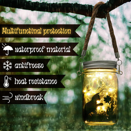 3 Pcs Christmas Solar Lantern Cat Dog Butterfly Solar Fairy Hanging Lanterns Outdoor Yard Lawn Garden Decor Jar Lights for Xmas s Tree Patio Lawn Table(Cat)