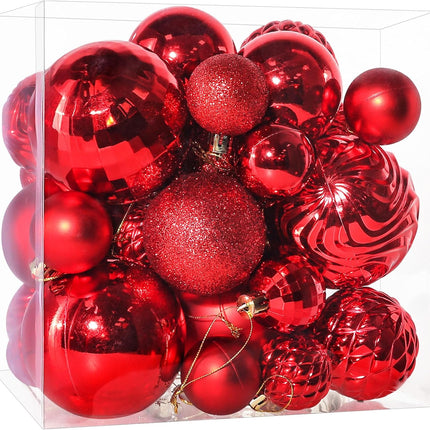 Annecy Christmas Tree Ornaments - 36 PCS Shatterproof Christmas Ball Ornaments Set for Christmas, Holiday, Wreath & Party Decorations (Multi-Size, Red)