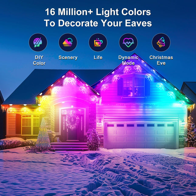 Permanent Outdoor Lights, Smart RGB Outdoor Lights with DIY Scene Modes, 100ft with 72 LED Eaves Lights Waterproof Starry Outdoor Lights for Christmas Hourse Decor, Work with Alexa & Google Assistant