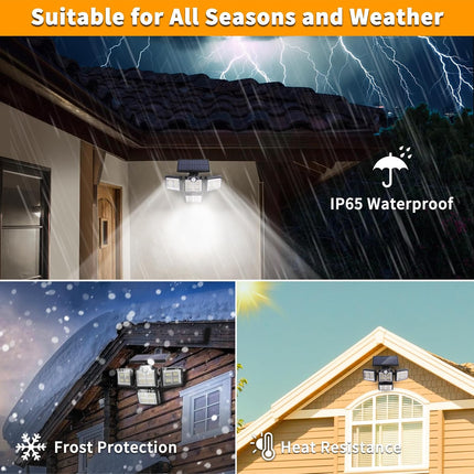 Solar Led Floodlight: 38W, 6000Lm, 6000K Outdoor Motion Sensor Light With Ip65 Waterproof Security Light, Remote Control