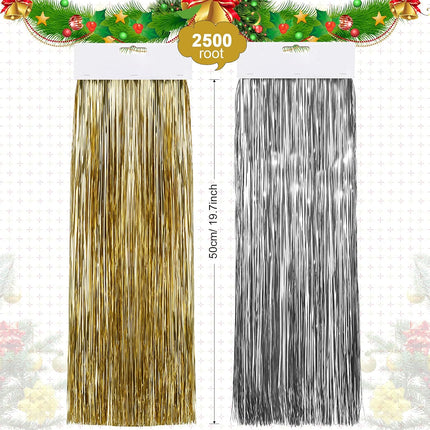2500 Strands Christmas Tinsel Garland Decorations Tinsel Foil Fringe Icicles for Christmas Holiday Decor Birthday Home Graduation Supplies