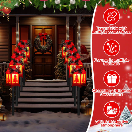 Christmas Pathway Markers Lights Waterproof Garden Stake Lights Connectable Christmas Decorations Ground Lights, 7 ft Total, Landscape Path Lights for Outdoor Walkway Patio(Christmas Tree)