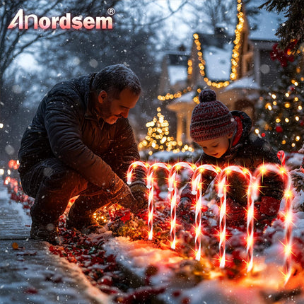 Solar Christmas Decorations Lights Outdoor: 24 Pack Candy Cane Light Waterproof for Yard Decorative Outside - LED Pathway Stake Lighted Path Garden Tree House Xmas Decor
